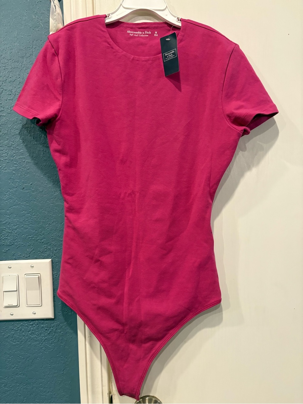 Abercrombie & Fitch Women's Short Sleeve Fitted Bodysuit - Fuchsia Pink
